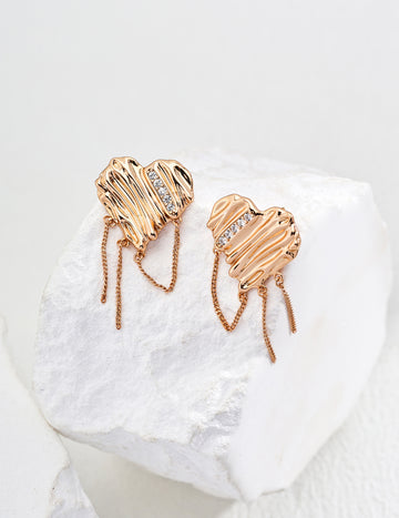 Sterling silver simple heart zircon earrings