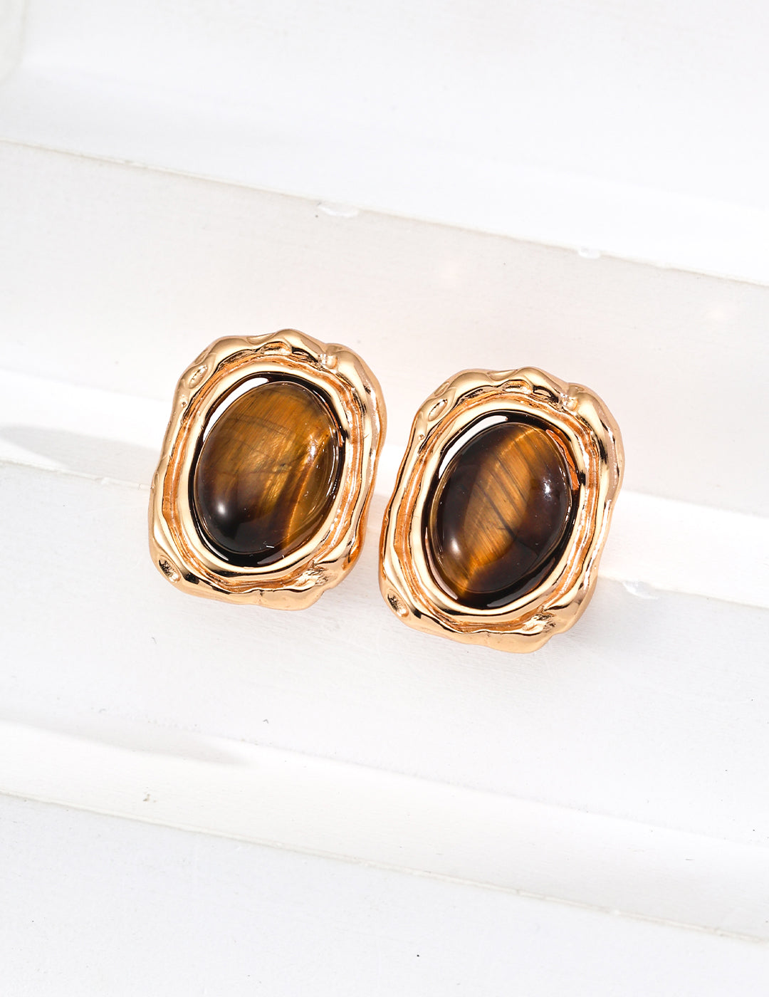 S925 Silver Vintage Natural Tiger's Eye Earrings