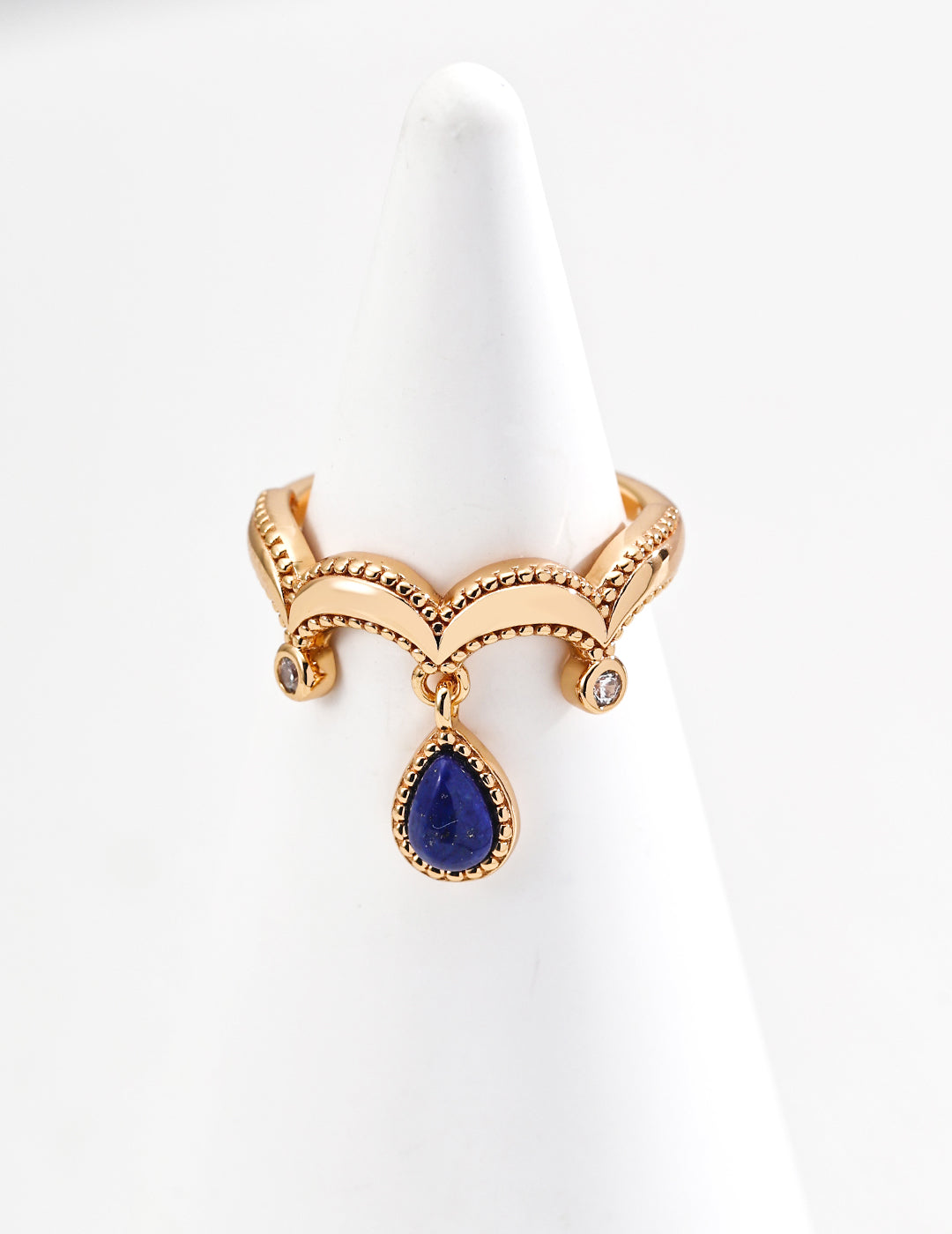 S925 Silver Vintage Natural Lapis Lazuli Zircon Ring