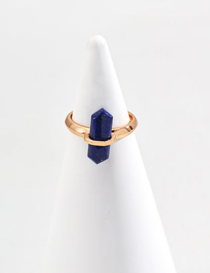 S925 Silver Simple Natural Lapis Lazuli Ring