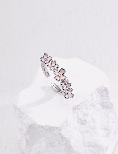 S925 Silver Design Floral Drip Glaze Ring