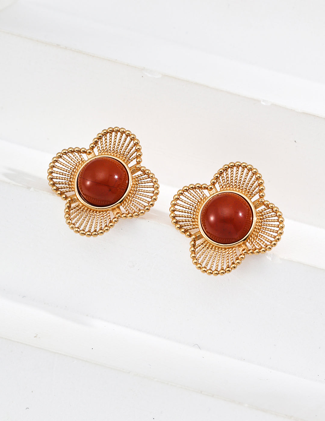 S925 vintage red agate earrings