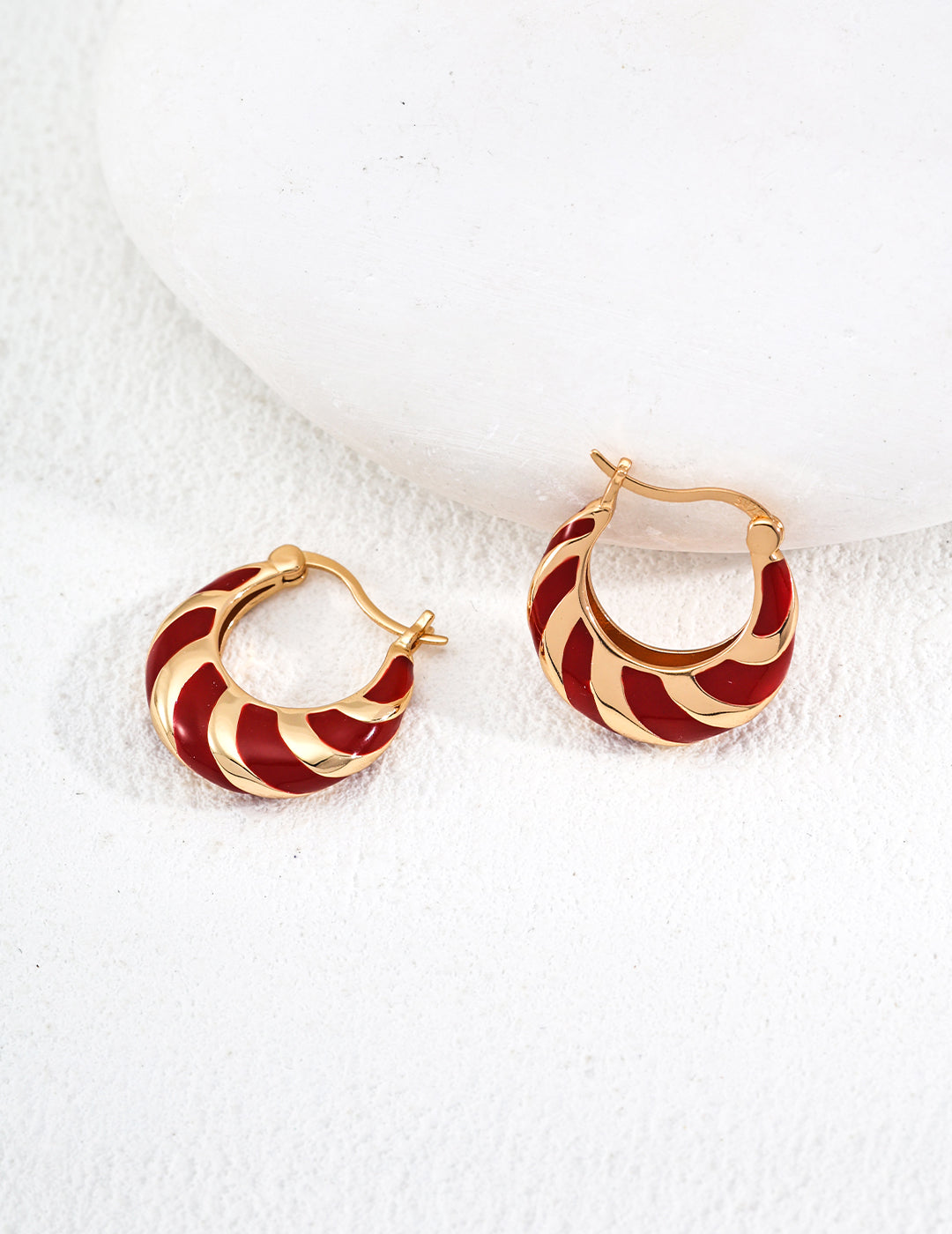 S925 Silver Simple Red Drop Glaze Earrings