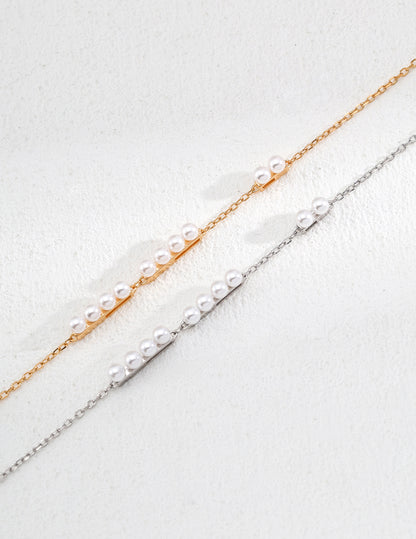 S925 silver simple imitation pearl necklace