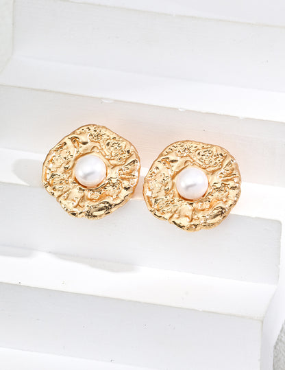 S925 Silver Vintage Natural Pearl Earrings