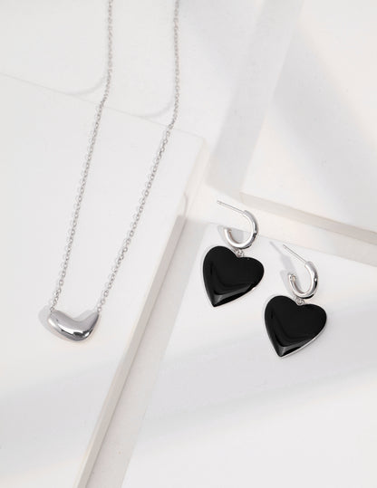 Sterling silver black drop glazed earrings