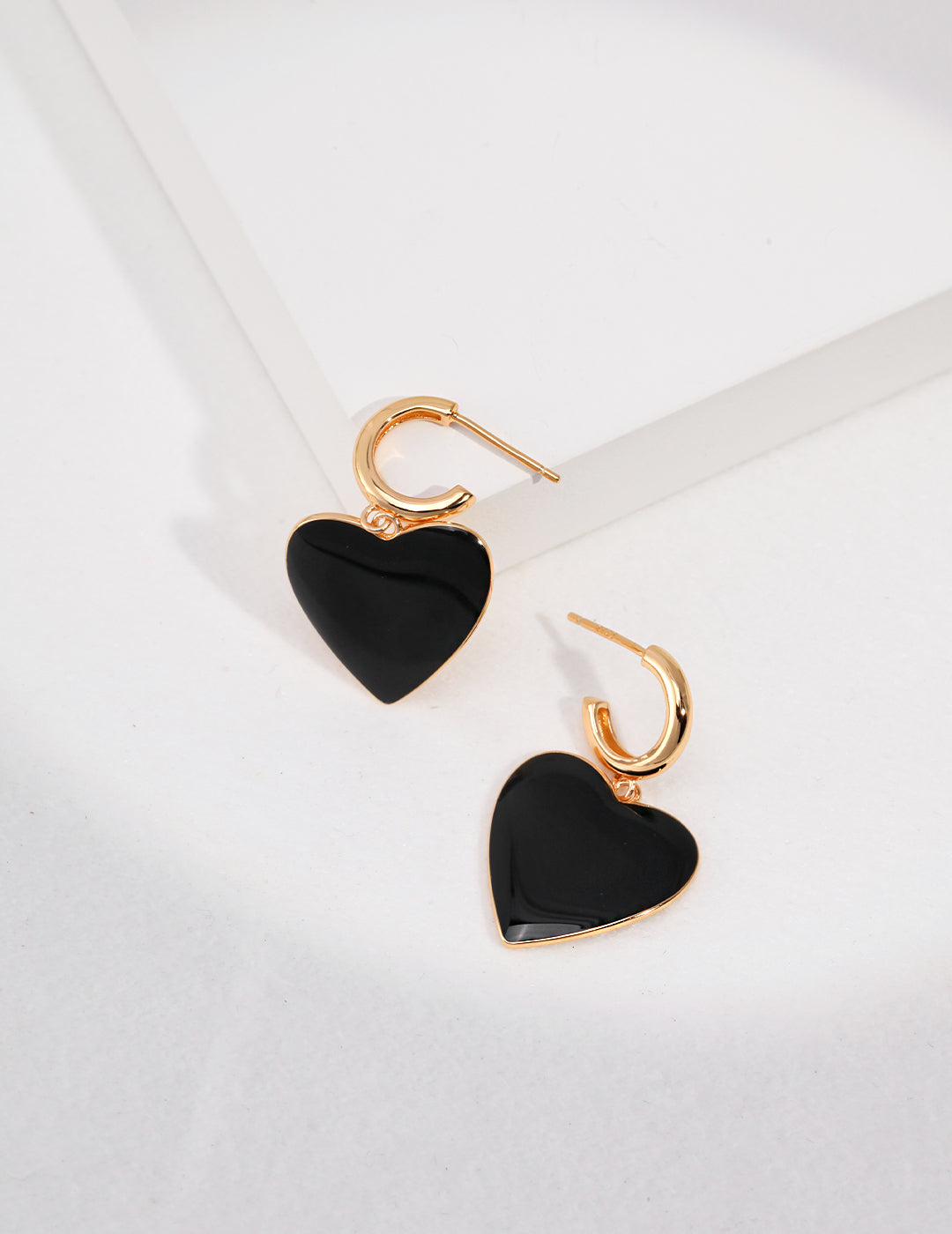 Sterling silver black drop glazed earrings