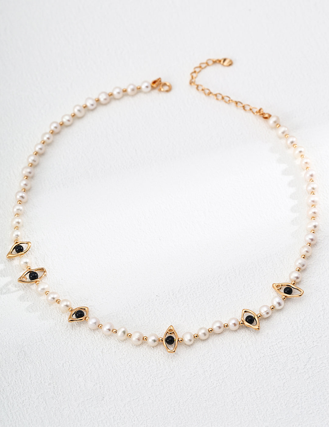 S925 Silver Natural Pearl Black Onyx Necklace