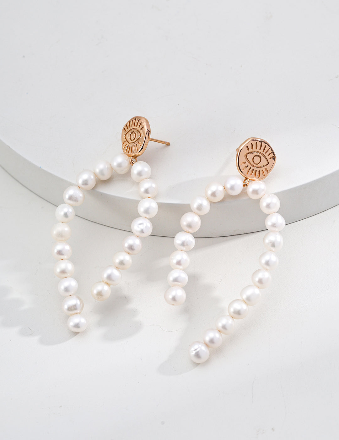 S925 Silver Vintage Gold Natural Pearl Earrings ( Pair )