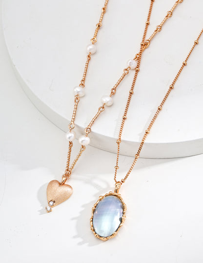 S925 Silver Simple Natural Pearl Matte Pendant Necklace