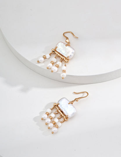 S925 silver design natural mother-of-pearl earrings