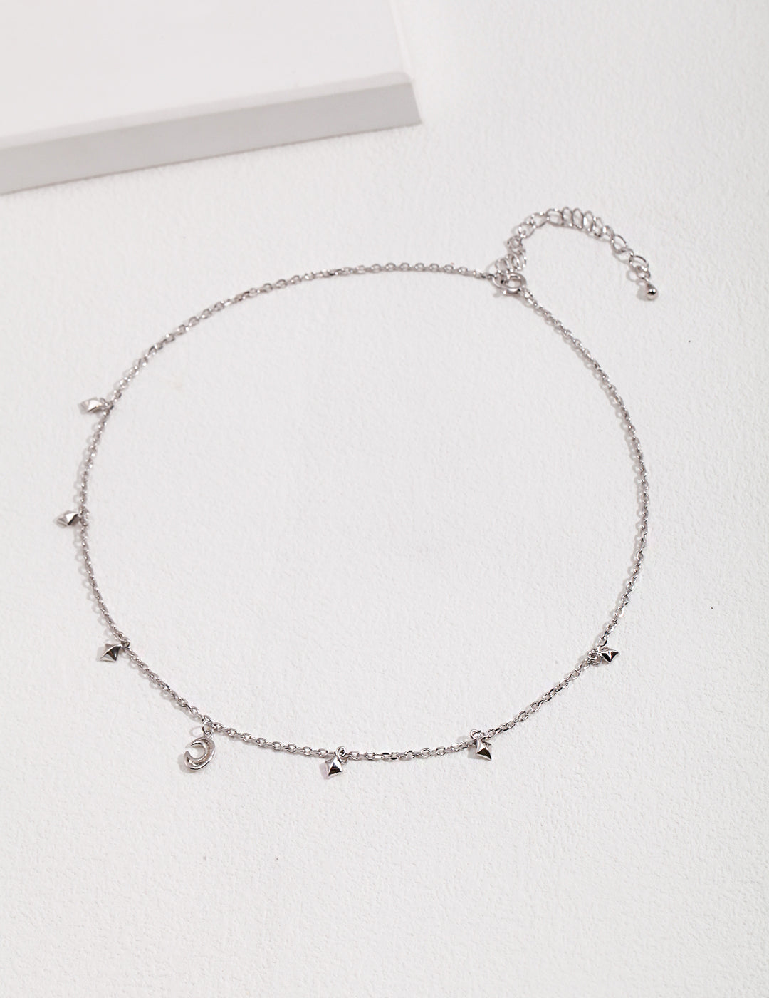 Sterling silver necklace Twinkling stars, dotted around the crescent moon, simple design with some exotic style.