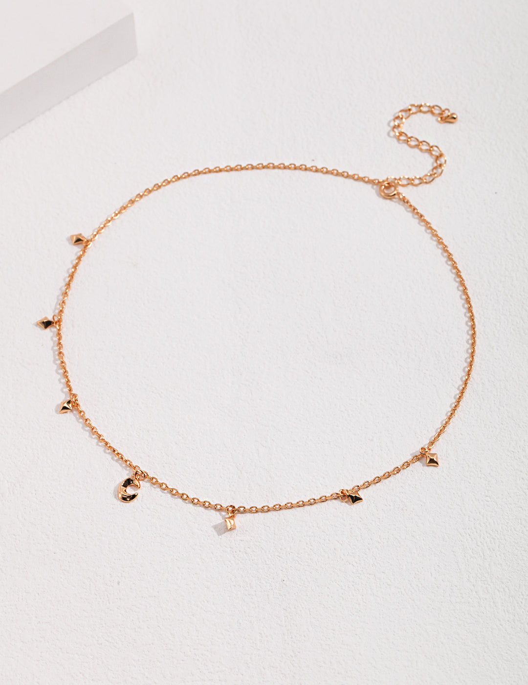 Sterling silver necklace Twinkling stars, dotted around the crescent moon, simple design with some exotic style.