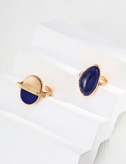 Sterling silver vintage natural lapis lazuli ring