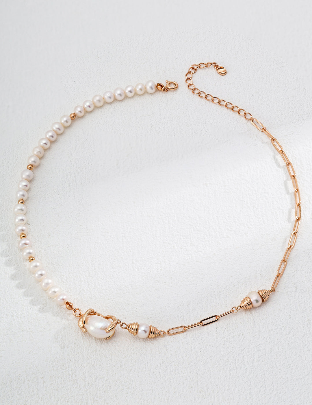 Sterling silver natural pearl necklace