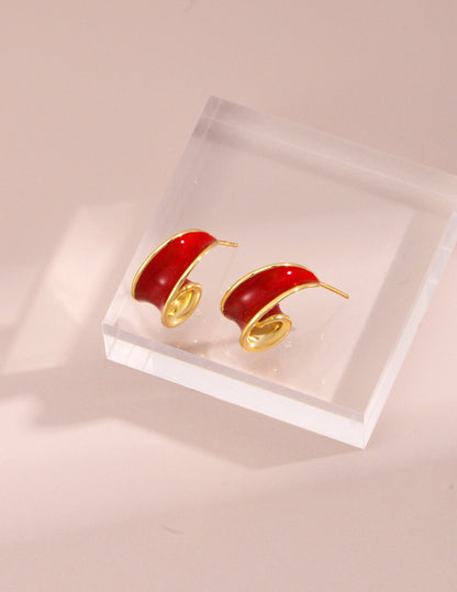 Chinese red drop glaze earrings An earring that belongs to percussion love~ The real thing is very everyday, but it will be a little amazing