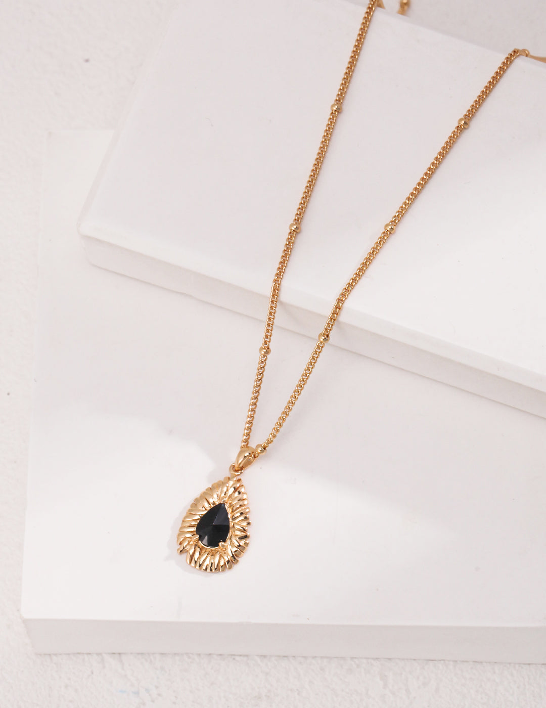 Sterling silver black zircon necklace