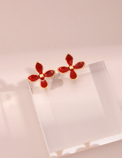 Sterling silver simple female petite flower stud earrings