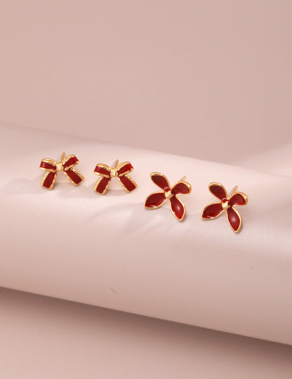 Sterling silver simple female petite flower stud earrings