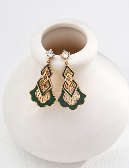 Sterling silver vintage drop glazed zirconia drop earrings