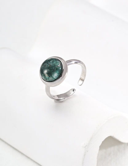 Asycalyptus agate sterling silver ring