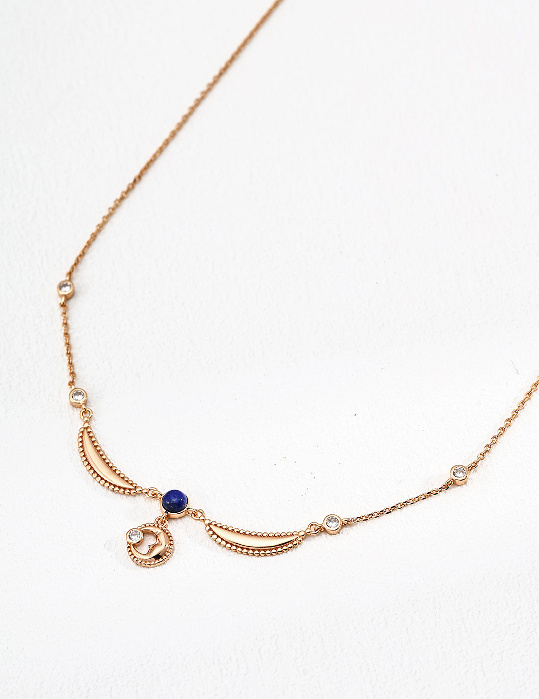 Sterling silver design lapis lazuli zircon necklace