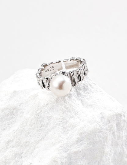 Sterling silver natural pearl ring