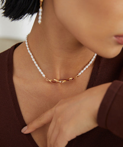 Sterling silver drop glazed pearl necklace