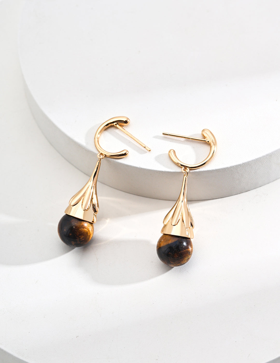 Sterling silver black onyx/tiger's eye earrings