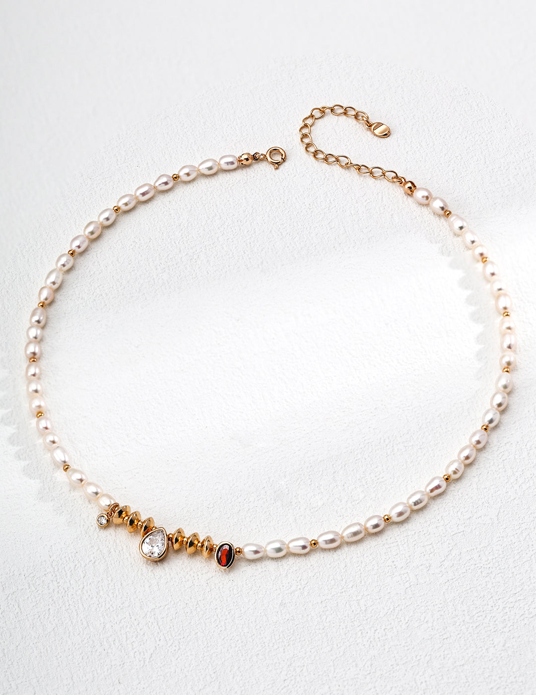 Sterling silver vintage natural pearl zircon necklace
