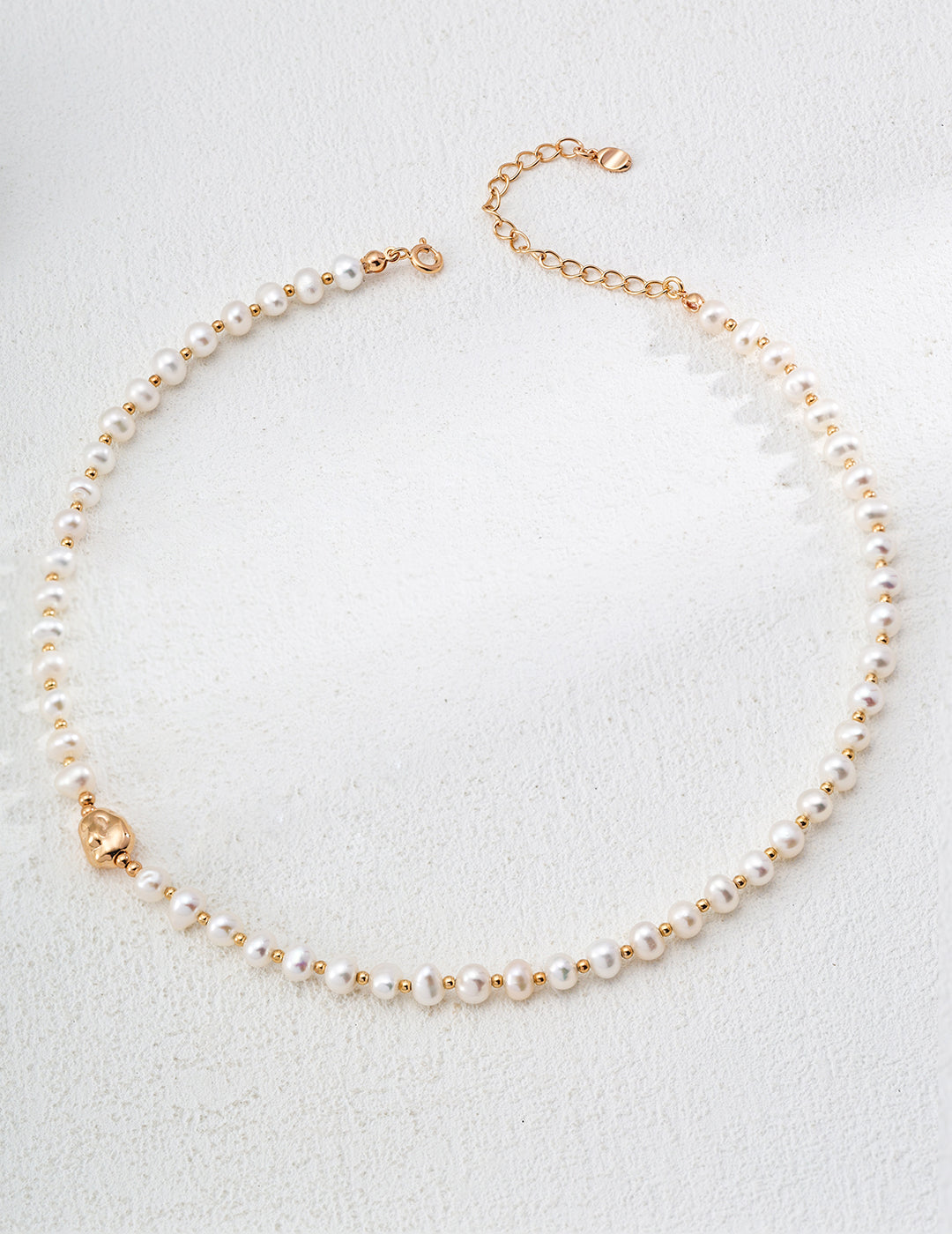 Sterling silver simple natural pearl necklace