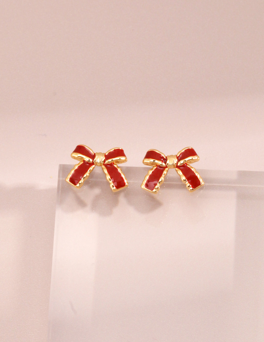 Sterling silver red drop glazed butterfly earrings