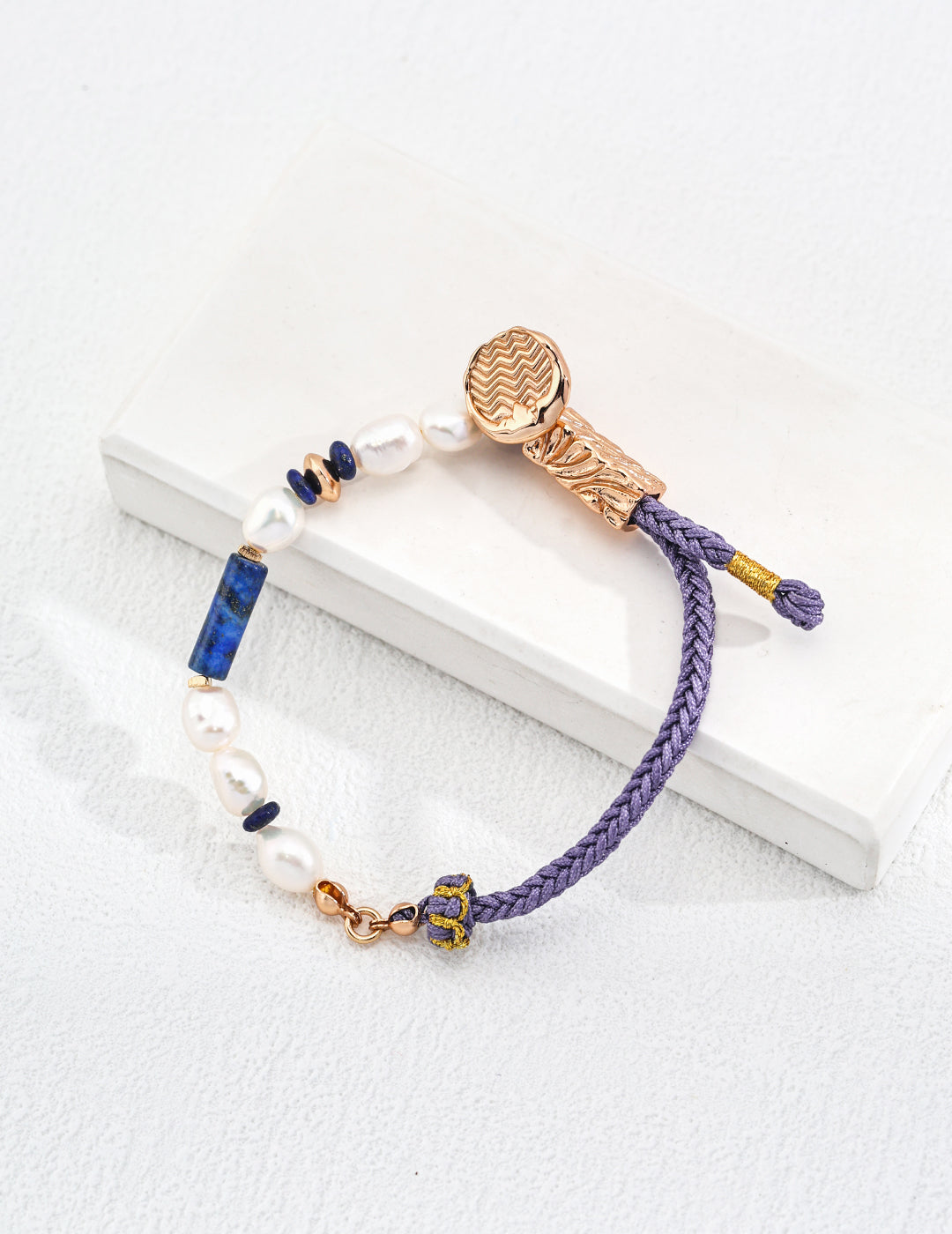 Sterling silver pearl lapis lazuli bracelet