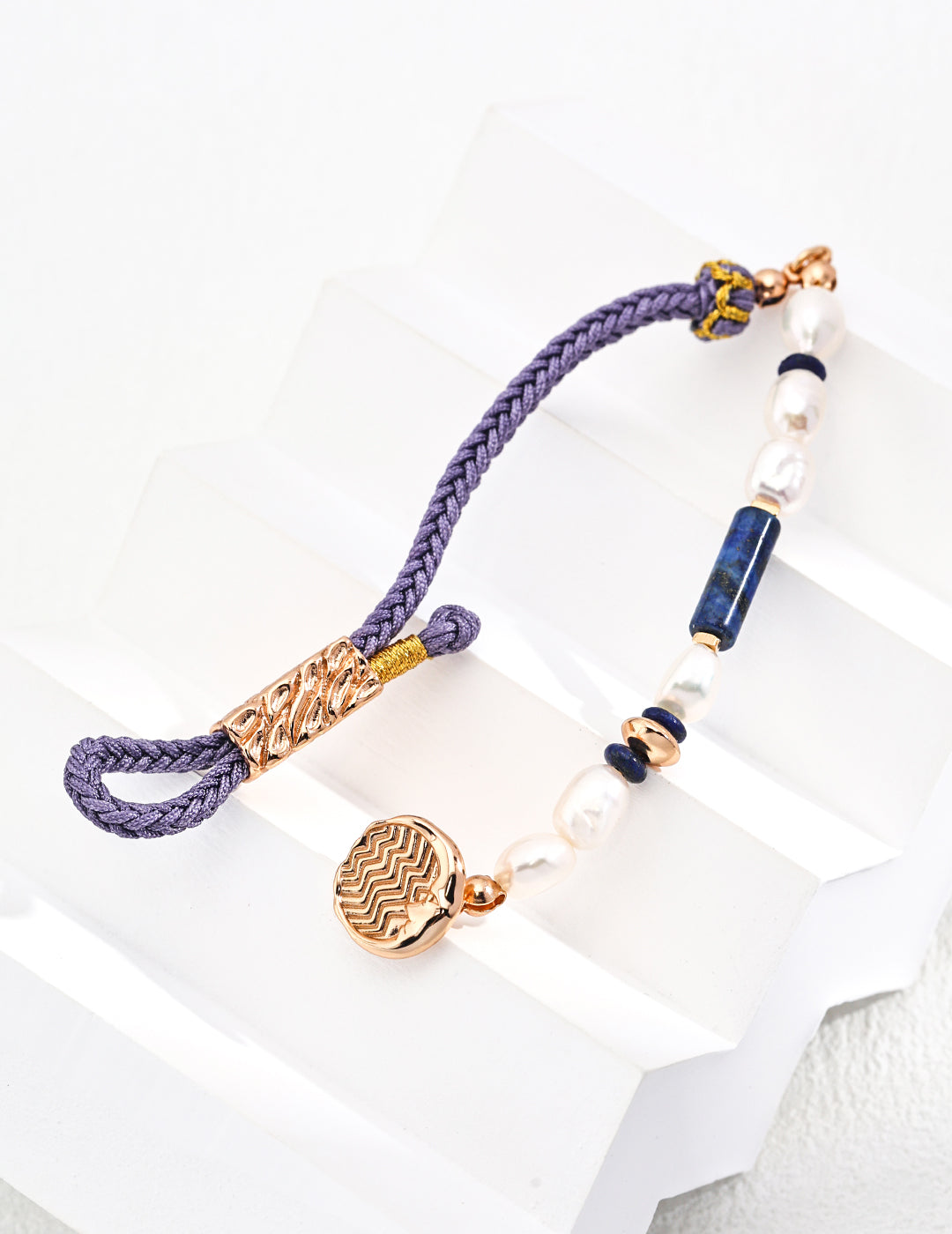 Sterling silver pearl lapis lazuli bracelet