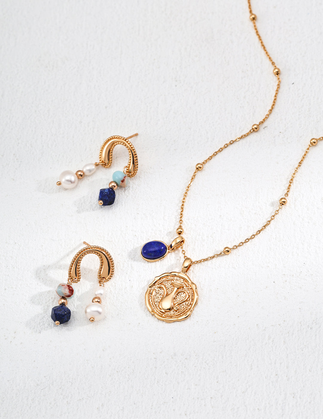 Sterling silver simple natural pearl lapis lazuli Shoushan stone earrings