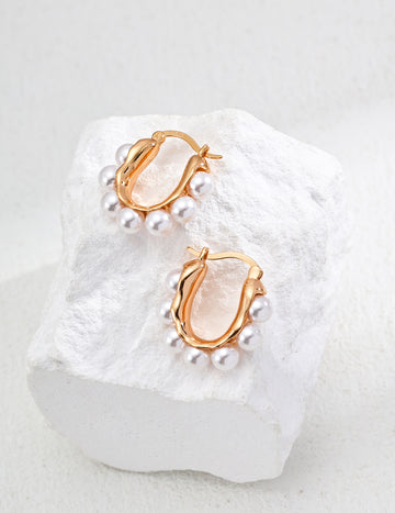 Sterling silver simple imitation pearl earrings