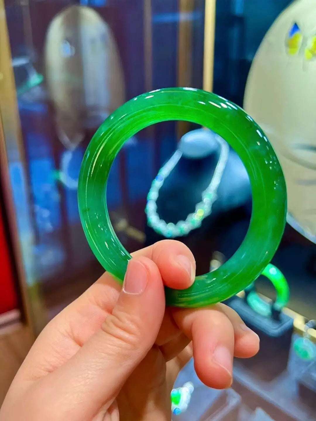 Oris "Youmengying" Imperial Green Jadeite Bracelet