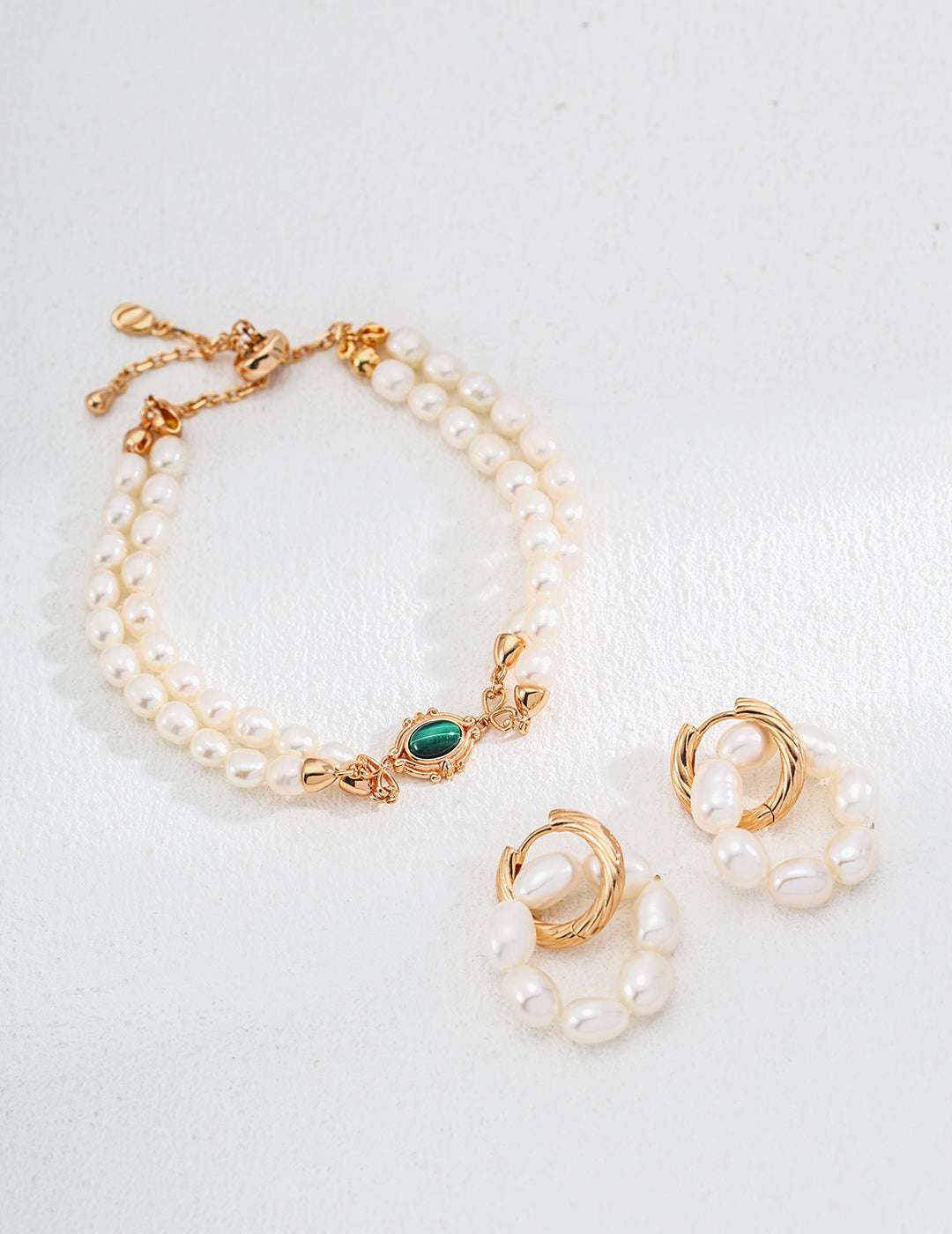 Simple Natural Pearl Malachite Bracelet