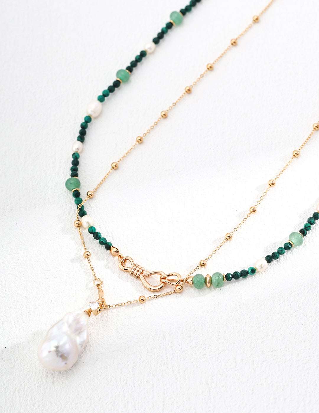 Natural pearl and stone necklace