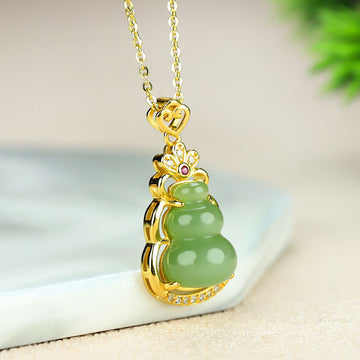 Hetian jade jasper inlaid gourd pendants for men and women new style