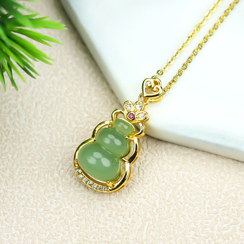 Hetian jade jasper inlaid gourd pendants for men and women new style