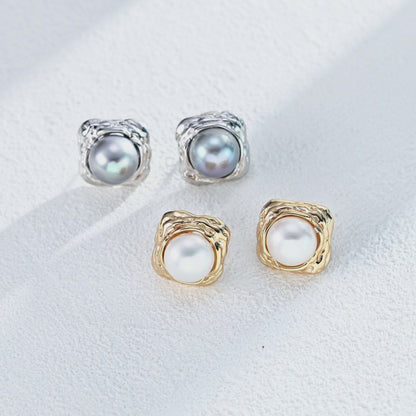 Sterling silver pearl stud earrings